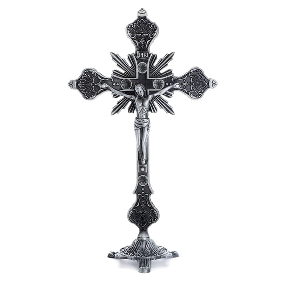 KOMI 9 Inch Metal Crucifix Standing Cross Catholic Decor Detachable Table Cross Home Altar Decor Religious Gifts