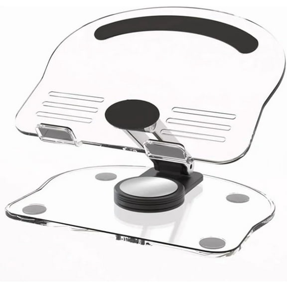 KOMI Acrylic Tablet Stand Holder with 360 Rotatable Base,Foldable Adjustable Transparent iPad Stand for Desktop for iPad/Pro/Air and Tablet with 4.7-13 inch Transparent (Black)
