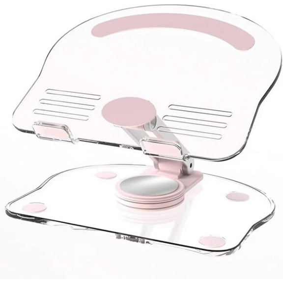 KOMI Acrylic Tablet Stand Holder with 360 Rotatable Base,Foldable Adjustable Transparent iPad Stand for Desktop for iPad/Pro/Air and Tablet with 4.7-13 inch Transparent (Pink)