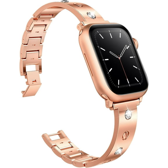 KOMI Apple Watch Bands Compatible with Apple Watch 41mm 38mm 40mm 42mm 44mm 45mm 46mm, Stainless Steel Gold Apple Watch Band Bracelet Gold Iwatch Band for Series 10 9 8 7 6 5 4 3 2 1 Rose Gold