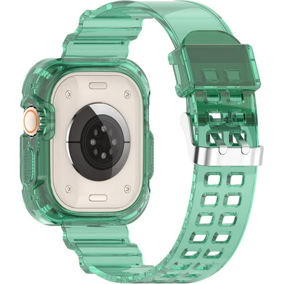 KOMI Band Compatible with Apple Watch Strap with Case, 42mm 44mm 45mm Crystal Clear Protective Bumper Cover with Sport Band Compatible with iWatch Series 8/7/6/SE/5/4/3/2/1