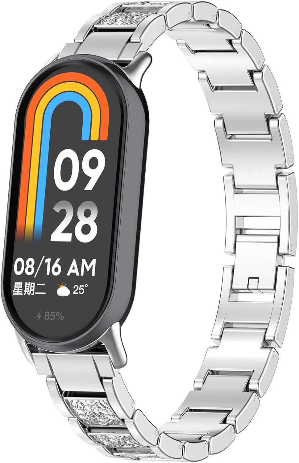 Band Compatible with Xiaomi Smart Band 9 for Men Women, Quick Metal Adjustable Stainless Steel Replacement Wristbands for Mi Band 9 Smartwatch Silver