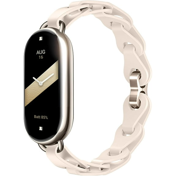 KOMI Band Compatible with Xiaomi Smart Mi Band 8 Strap, Silicone Bracelet with Ring Buckle Replacement Watch Straps for Mi Band 8 Ladies Women Smartwatch Band Starlight