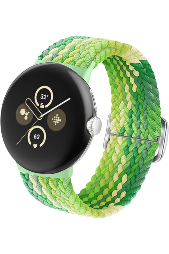 Bands Compatible with Google Pixel Watch 3 Band 41mm/Pixel Watch 2 Band/Google Pixel Watch Band - Upgraded Connector - Elastic Nylon Breathable Sport Straps for Women Men Lime