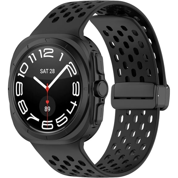 KOMI Bands Compatible for Samsung Galaxy Watch 7 Ultra for Men Women Soft Air Sport Silicone Breathable Strap Wristbands for Galaxy Watch Ultra 47mm Smartwatch Black