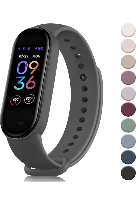 Bands for Amazfit Band 5 Replacement Strap Women Men, Soft Silicone Sport Strap Wristband Compatible with Amazfit Band 5 Accessories Dark Gray