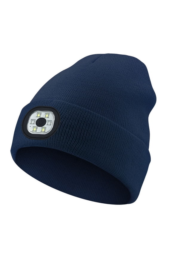 Beanie Hat with Light Unisex LED Beanie Hat with Light USB Rechargeable Running Hat Alpine Cap Gift for Men and Women Teens Deep Blue