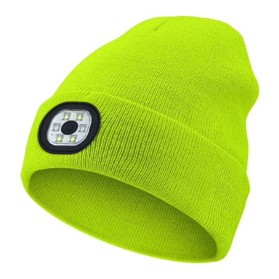 KOMI Beanie Hat with Light Unisex LED Beanie Hat with Light USB Rechargeable Running Hat Alpine Cap Gift for Men and Women Teens Green