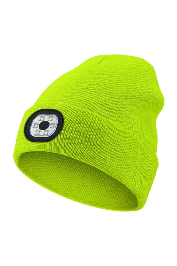 Beanie Hat with Light Unisex LED Beanie Hat with Light USB Rechargeable Running Hat Alpine Cap Gift for Men and Women Teens Green