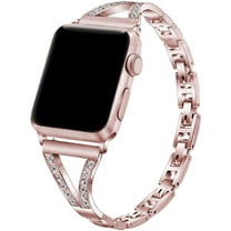 KOMI Bling Bands Compatible with Apple Watch Band 38mm 40mm 41mm 42mm 44mm 45mm,Women Stainless Steel Metal Band Dressy Wristbands Strap Replacement for iWatch Series 7 6 5 4 3 2 1 SE Pink
