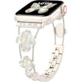 thumbnail image 1 of KOMI Bling Womens Band Compatible with Apple Watch Band 42mm 44mm 45mm Series 9 8 7 6 5 4 3 2 1 SE, Sparkle Diamond Replacement Bracelet Wristband, Cute Lucky Clover Dressy iWatch Band, Starlight, 1 of 7