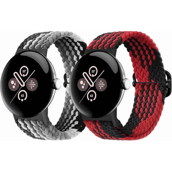 KOMI Nylon Bands Compatible with Google Pixel Watch Bands/Google Pixel Watch 2/Pixel Watch 3(41mm) Band for Women Men, Adjustable Stretchy Braided Straps with Upgraded Connector for Pixel Watch Bands