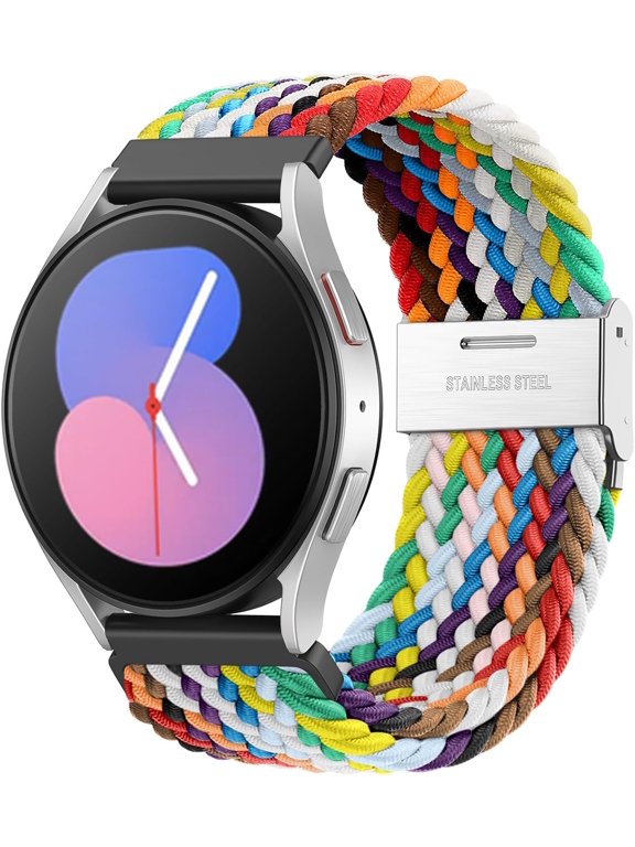 Braided Solo Loop Compatible with Samsung Galaxy Watch 6 5 4 Band 40mm 44mm/Galaxy Watch 6 Band/Watch 5 Pro 45mm/Watch 4 6 Classic 42mm 46mm 43mm 47mm/Active 2, 20mm Nylon Sport Band Edition