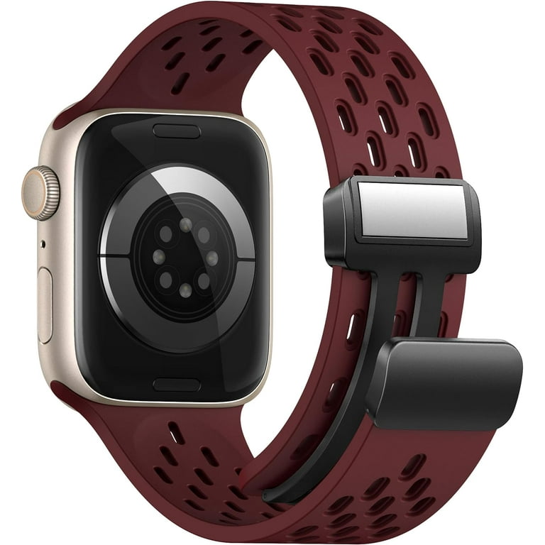 KOMI Breathable Waterproof Magnetic Sport Band for Apple Watch Hypoallergenic Silicone Strap for iWatch SE 2nd Generation Series 9 8 7 6 5 4 3 2 1 Women 41mm 40mm 38mm Correas. para Red Walmart