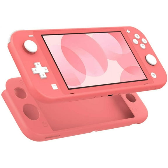 KOMI Case Compatible with Nintendo Switch Lite, Coral Pink, Protective Silicone Cover, Shock Absorption, Anti Scratch, Easy Installation, Precise Cutouts