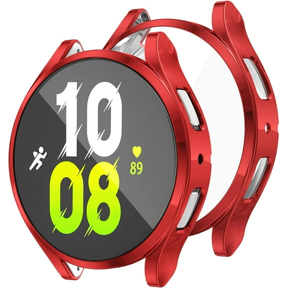 KOMI Case Compatible with Samsung Galaxy Watch FE 2024/5 2022/4 2021 Screen Protector 40mm 44mm TPU Anti-Scratch Full Protective Face Cover Accessories (Red, 40mm)