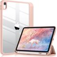 thumbnail image 1 of KOMI Case Compatible with iPad 10th Generation 2022 10.9 Inch with Pencil Holder, Slim Protective Cover with Clear Back Shell for iPad 10th Gen A2696 A2757 A2777, Auto Wake/Sleep, Rose Pink, 1 of 7