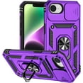 thumbnail image 1 of KOMI Case Compatible with iPhone 16E 2025 with Sliding Lens Cover, Military Armor Shockproof Protective Case with 360° Rotating Stand for Men Women Purple, 1 of 8
