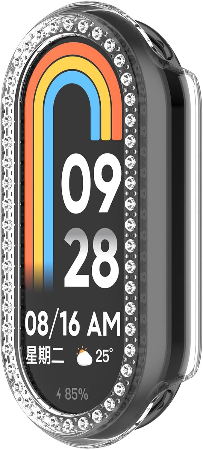 KOMI Case Cover Compatible with Xiaomi Band 9/9 NFC Case, Hard PC Shock Proof Bumper Frame Protective Shell Cover for Xiaomi Mi Band 9 Case Accessories (Not Screen) (Clear)