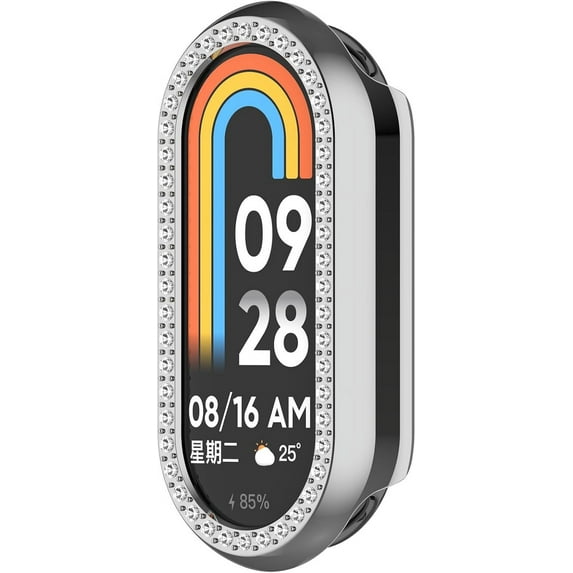 KOMI Case Cover Compatible with Xiaomi Band 9/9 NFC Case, Hard PC Shock Proof Bumper Frame Protective Shell Cover for Xiaomi Mi Band 9 Case Accessories (Not Screen) (Silver)