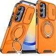 thumbnail image 1 of KOMI Case for Galaxy A35 5G,Military Grade [Built-in Kickstand] Magnetic Rotate Ring Holder Heavy Duty TPU+PC Shockproof Drop Protect Phone Case for Samsung Galaxy A35 5G Orange, 1 of 9
