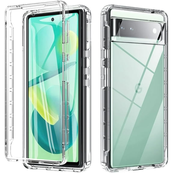 KOMI Case for Google Pixel 6A, 360 Degree Full Body Rugged with Built-in Screen Protector Heavy Duty Protection Slim Fit Shockproof Cover for Google Pixel 6A Phone Case 6.1" (Clear)