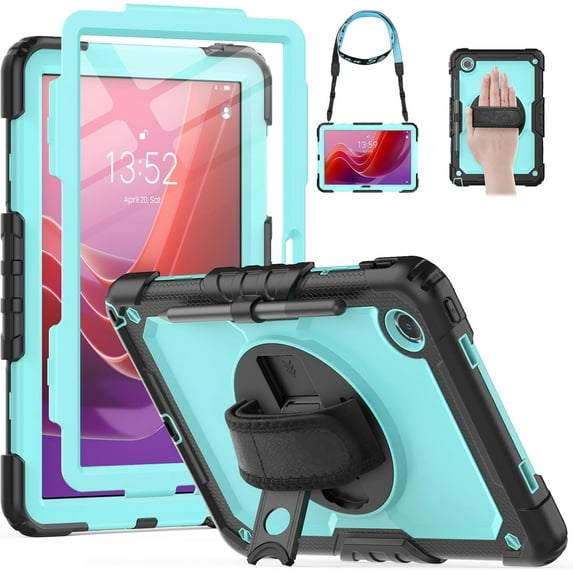 KOMI Case for Lenovo Tab M11 Case with Screen Protector/Rotating Hand Strap/Stand, Protective Tab M11 Tablet Case (TB-330FU/TB-330XU) Cover 2024, Light Blue