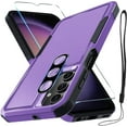 thumbnail image 1 of KOMI Case for Samsung Galaxy A16 5G, Full Body Heavy Duty Rugged Shockproof Protective Phone Cover with Lanyard Strap, Tempered Glass Screen Protector and Camera Lens Cover, Lavender, 1 of 8