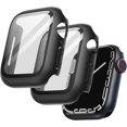 thumbnail image 1 of KOMI Case with Screen Protector for Apple Watch Series 9 8 7 41mm, Overall Protective Cover, Built-in Tempered Glass Film High Sensitivity, 2 Pack (Black), 1 of 6