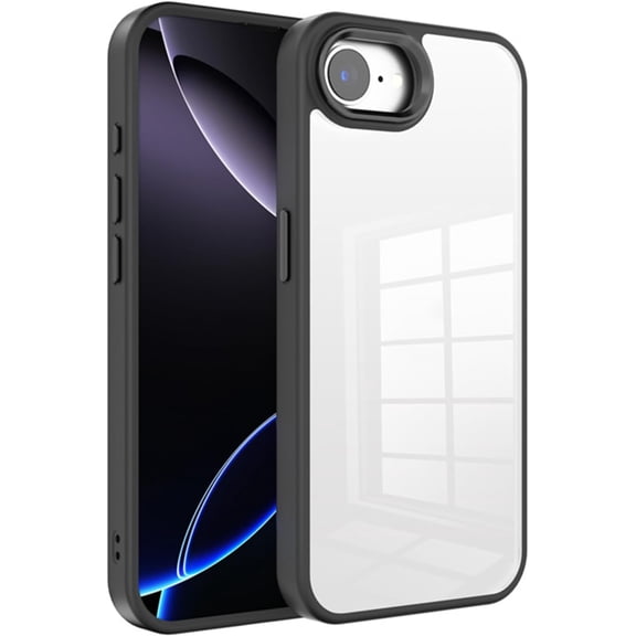 KOMI Case for iPhone 16e / iPhone SE4 6.1-Inch, Anti-Yellowing, Drop Protection, Transparent Hard Back Anti-Scratch Phone Cover Black