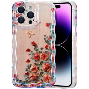 KOMI Case for iPhone 12 Pro Max, Colorful Retro Oil Painting Printed Flower Laser Glossy Pattern Cute Curly Wave Edge Exquisite Phone Cover Stylish Durable TPU Protective Case for Girls Women
