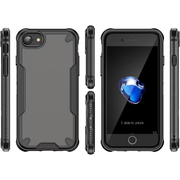 KOMI Case for iPhone 16e 2025 Case with Screen Protector, Translucent Matte PC Hard Back Shockproof Case Slim Thin Phone Cover for iPhone 16e / iPhone SE4 Black