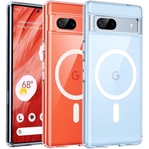 KOMI Clear Charges Wirelessly for Google Pixel 7a Case, Strong Magnetic Compatible with MagSafe, Military Grade Drop Protection, Never Yellow, Slim Case for Google Pixel 7a Phone Case, Clear