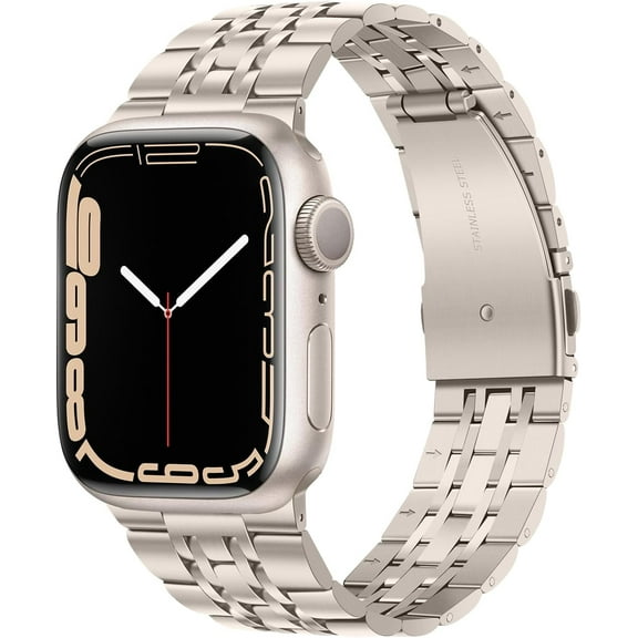 KOMI Compatible with Apple Watch Band 41mm 40mm 38mm, Men Women Strap Solid Stainless Steel Metal Bracelet Compatible for Apple Watch SE 2 SE Series 9 8 7 6 5 4 3 2, 41/40/38mm Starlight