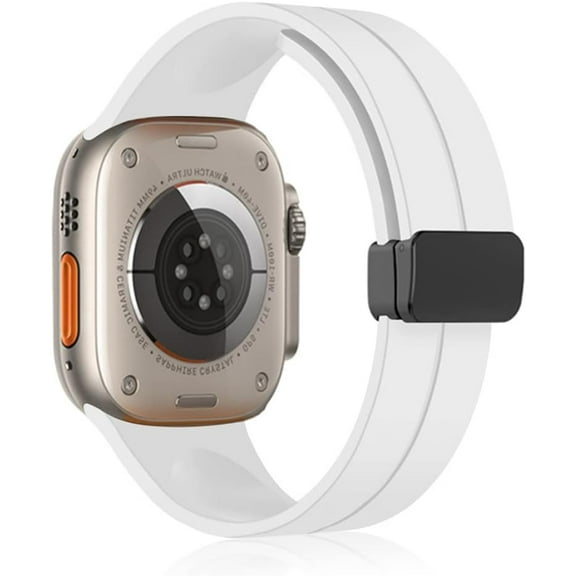 KOMI Compatible with Apple Watch Band 49mm 45mm 44mm 42mm 41mm 40mm 38mm iWatch Ultra Series 9/8/7/SE/6/5/4/3/2/1, Soft Silicone Magnetic Buckle Sport Replacement Straps for Women Men White