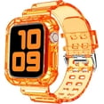 thumbnail image 1 of KOMI Compatible for Clear Apple Watch Band 41mm 40mm 38mm 42mm 44m 45mm 49mm with Case, Women Glitter Bling Sport Strap for iWatch Band Ultra 2/1 Series 9 8 7 6/SE 5 4 3 2 1, Neon Orange, 1 of 7