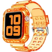 KOMI Compatible for Clear Apple Watch Band 41mm 40mm 38mm 42mm 44m 45mm 49mm with Case, Women Glitter Bling Sport Strap