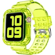KOMI Compatible for Clear Apple Watch Band 41mm 40mm 38mm 42mm 44m 45mm 49mm with Case, Women Glitter Bling Sport Strap