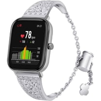 KOMI Compatible with FITVII H86,CanMixs P22,Withings Steel HR 40mm/ Steel HR Sport 62mm Band, Replacement Bling Metal Strap Stainless Steel Metal Jewelry Bangle Wrist Strap Bracelet Rhinestone