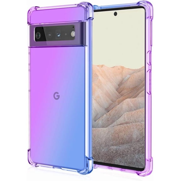 KOMI Compatible with Google Pixel 7 Case, Pixel 7 Gradient Case for Women Girls Slim Fit Clear Soft TPU Bumper Cushion Shockproof Protective Phone Case for Google Pixel 7, Purple Blue