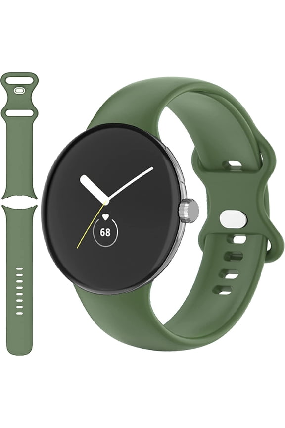 Compatible for Google Pixel Watch 2 Band Silicone, Google Pixel Watch Band, Flexible Quick Fit Strap Breathable Lightweight Replacement Band Strap for Pixel Watch2/1(Deep Green-Small)