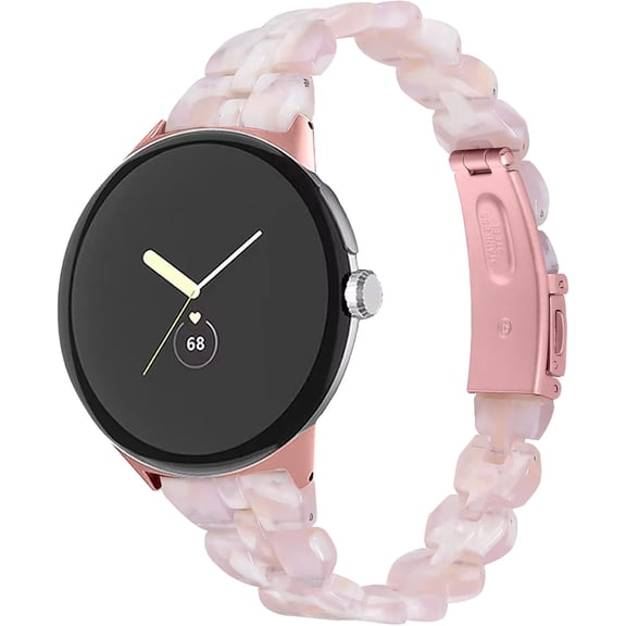 KOMI Compatible with Google Pixel watch 3 41MM/Pixel watch 2/Pixel Watch Bands Women, Stylish Resin Watch Bracelet Replacement Bands for Adjustable Wristband Pink