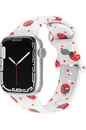 Compatible with Kids Apple Watch Band 38mm 40mm 41mm for Boys Girls, Cute Double-Sided Pattern Printed Strap Compatible with iWatch Series 10/9/Ultra/8/7/6/5/4/3/2/1/SE Strawberry