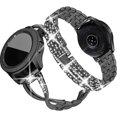 thumbnail image 1 of KOMI Compatible for Samsung Galaxy 7 6 5 4 40mm 44mm /Galaxy Watch FE 2024/Galaxy 3 41mm/Galaxy Watch 42mm/Active 2 Watch Band, 2 Pack 20mm Women Jewelry Bling Metal Strap Black, 1 of 6