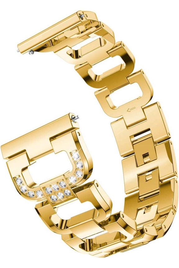 Compatible with Samsung Galaxy Watch 42mm Band, 20mm Metal Alloy Crystal Rhinestone Diamond Strap Replacement for Galaxy Watch Active 2 40mm & 44mm(20mm, Gold)