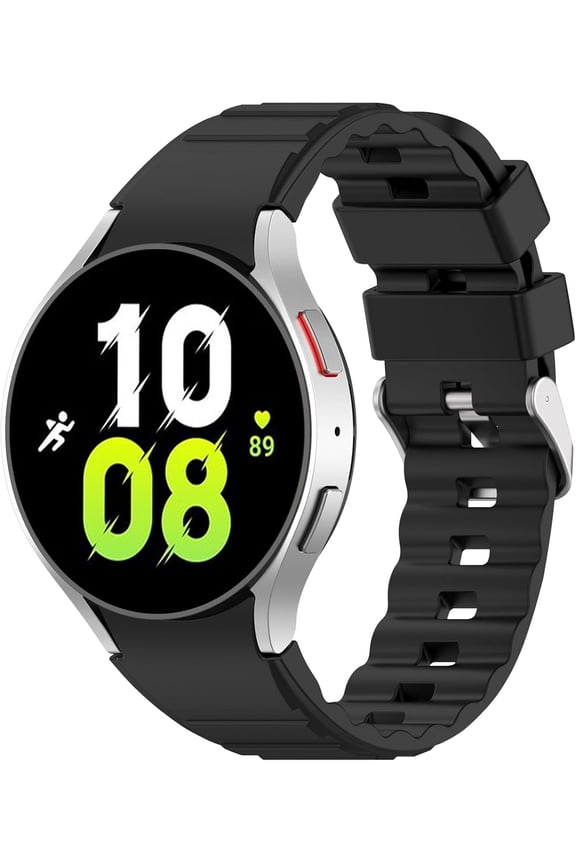 Compatible with Samsung Galaxy Watch 6 40mm 44mm, Galaxy Watch 6 classic 43mm 47mm, No Gap Soft Silicone Sport Replacement Strap for Women Men Black