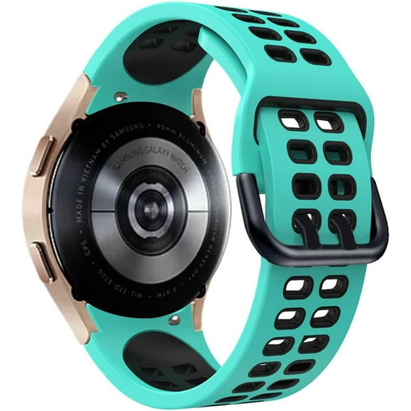 KOMI Compatible with Samsung Galaxy Watch 6/5/5 Pro/4 40mm 44mm 42mm 46mm 43mm 45mm Band, Colorful Silicone Sport Band No Gap Breathable Watch Strap for Galaxy Watch 3 41mm Active 2 Strap Green Black