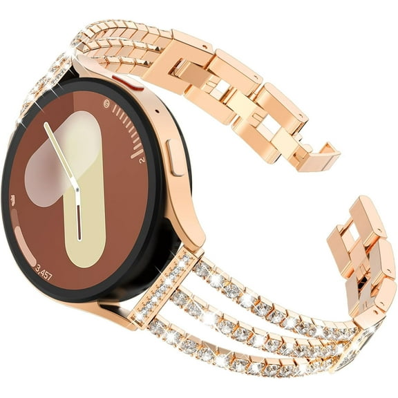 KOMI Compatible with Samsung Galaxy Watch 7 6 5 4 FE Band 40mm 44mm for Women, Jewelry Metal Wristband Strap for Galaxy Watch 6 Classic 4 Classic 5 Pro 43mm 47mm 42mm 46mm 45mm 20mm, Rose Gold