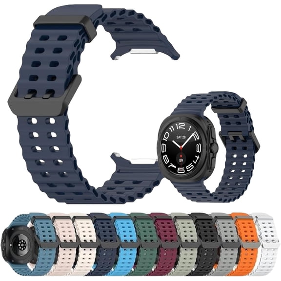 KOMI Compatible with Samsung Galaxy Watch 7 Ultra 47mm Band (2024), Adjustable Soft Breathable Silicone Replacement Bands Straps Wristbands for Samsung Galaxy Watch 7 Ultra Men Women Midnight Blue
