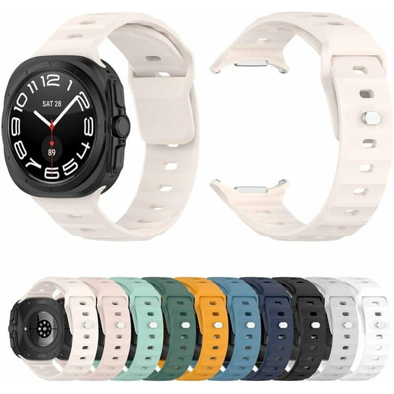 KOMI Compatible for Samsung Galaxy Watch 7 Ultra Band 47mm, for Galaxy Watch 7 Ultra, for Galaxy Watch 7 Ultra Bands, for Samsung Watch 7 Ultra, Adjustable Soft Breathable Silicone Strap Beige